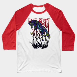 Wolf Baseball T-Shirt - Exist Resist Rise Wolf by ThisIsNotAnImageOfLoss